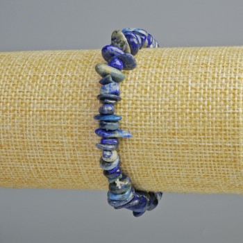 سوار اللازورد حجر طبيعي شظايا، قطر 8x3mm+-، طول 18cm+- (مطاطي)