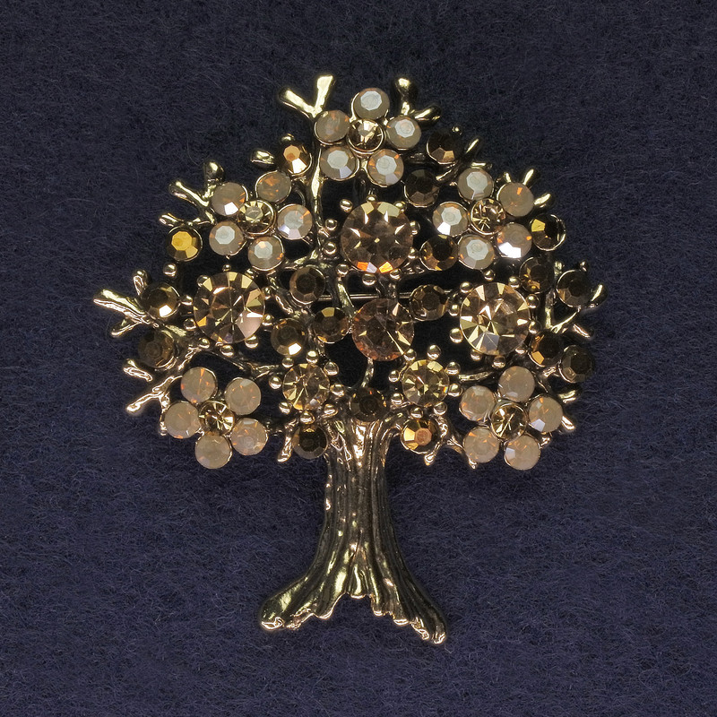 بروش الشجرة بفصوص معدن ذهبي، قطر 45×50مم +