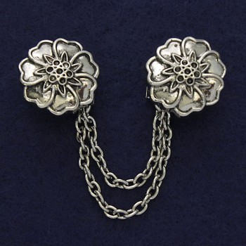 بروش لسترات الكارديغان معدن فضي، قطر 21مم+- سلسلة، طول 9سم+