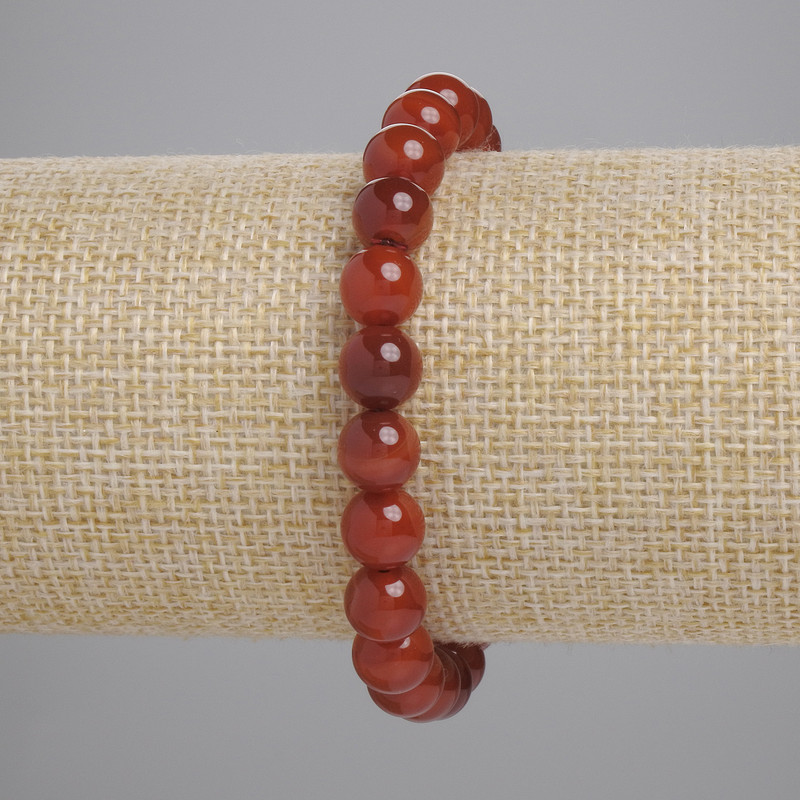 سوار كارنيليان حبات ملساء، قطر 8mm+-، طول 18cm+-، مطاطي