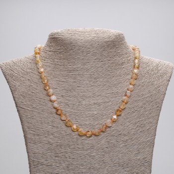 عقد السيترين متعدد الأوجه، قطر 7x6mm+-، طول 45cm+- مع قفل
