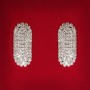 ( 45x25 mm ) أقراط نسائية شترازات بيضاء معدن فاتح عروسية سهرة مسمارية ( مسمارية ) بيضاوية ممدودة كبيرة