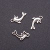مكونات مجوهرات قلادة دلفين، عرض 11 mm dmm L0mm، معدن رمادي، تعبئة 20 g ±34 قطعة