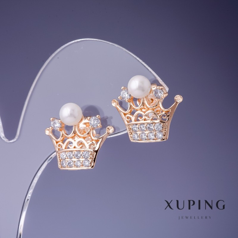 أقراط Xuping تاج 18×15 مم "طلاء ذهبي 18K"