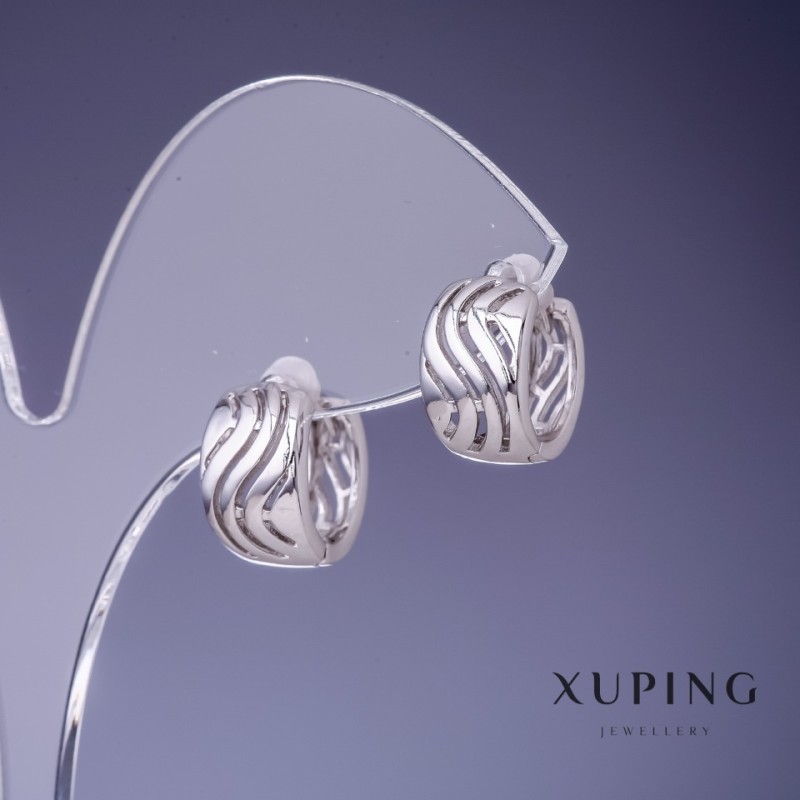أقراط Xuping أمواج 13x8mm روديوم