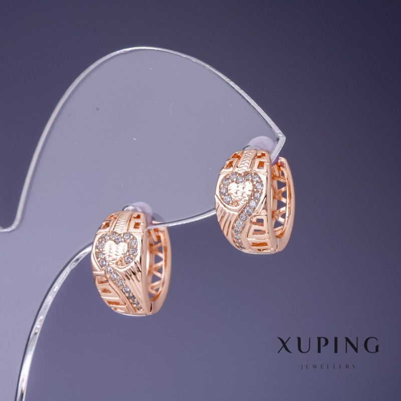 أقراط Xuping 15×8mm "طلاء ذهبي 18K" بفصوص بيضاء