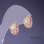أقراط Xuping 15×8mm "طلاء ذهبي 18K" بفصوص بيضاء