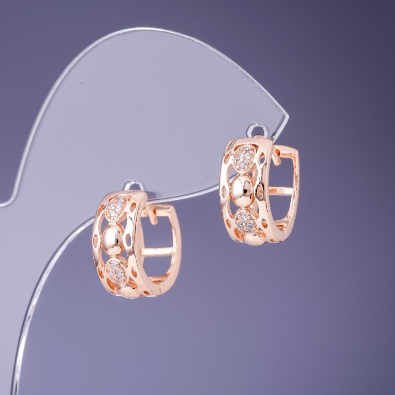 أقراط Xuping 7×14mm "طلاء ذهبي 18K" مع كريستالات بيضاء