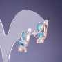 أقراط بكريستالات زرقاء 19x12mm معدن ذهبي