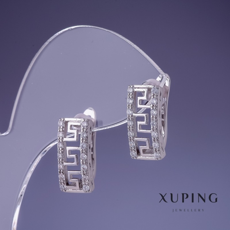أقراط Xuping 16×18mm روديوم بكريستالات بيضاء