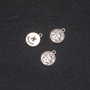 إكسسوار قلادة الأبراج الحوت، قطر 12mm تعبئة 20g + - 18 قطعة