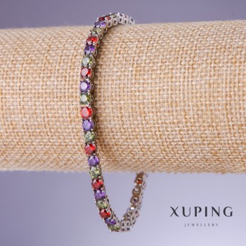 سوار Xuping بزركون متعدد الألوان، السماكة 4mm، الطول 18-20cm روديوم 18K