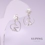 أقراط Xuping قلوب بحجر أبيض 20×15mm روديوم
