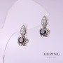 أقراط Xuping بحجر أسود 16×9mm روديوم