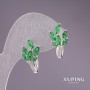 أقراط Xuping بأحجار خضراء 22x12mm روديوم