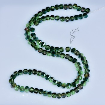 خرز كريستال بأسلوب سواروفسكي أخضر كرة مفصصة بطلاء بنزيني، قطر 5x4mm خيط، طول 48cm