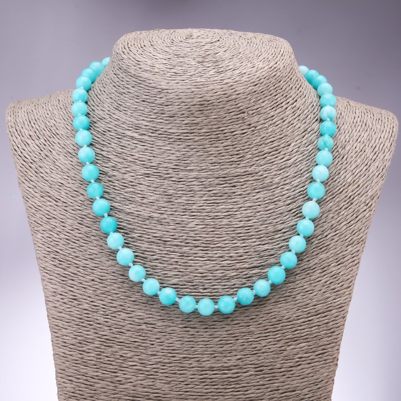 عقد زبرجد كرة ملساء, قطر 8mm, طول 45cm