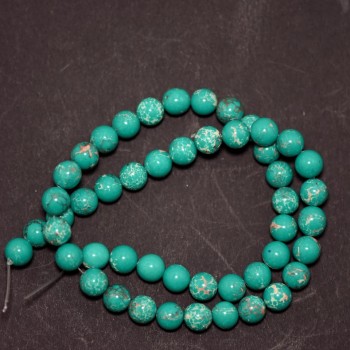خرز فاريسسايت (صناعي) أخضر كرة ملساء على خيط، قطر 8mm، طول 38cm (+ -)