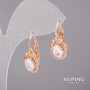أقراط Xuping بأحجار بيضاء 10x23mm طلاء ذهبي 18K