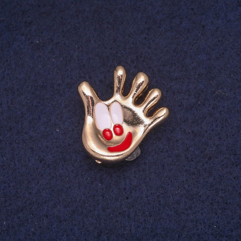 بروش كف اليد مينا، معدن ذهبي 24x25mm