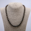 قلادة من حجر طبيعي راوخ توباز (Smoky Quartz) كرة ملساء، القطر 8mm، الطول 46cm +