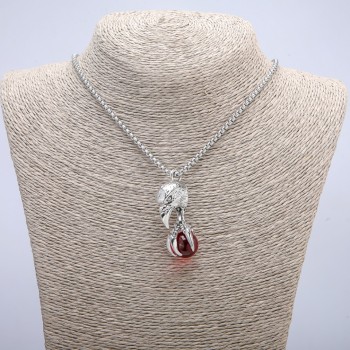 تعليقة "طائر بكرة" 47×18mm على سلسلة، الطول 70cm معدن فضي اللون