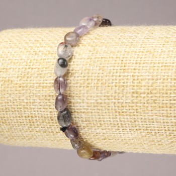 سوار مطاطي من حجر الأمترين الطبيعي مصقول، قطر 7x5mm