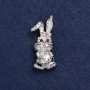 بروش أرنب معدن فضي وستراس 42x19mm +