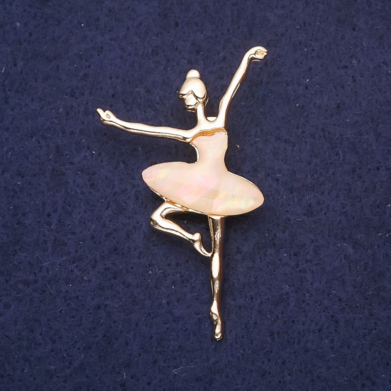 بروش راقصة الباليه صدف 30x49mm معدن أصفر