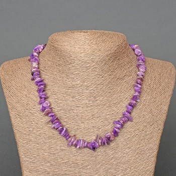 عقد تشارويت حجر طبيعي شظايا, قطر 9x3mm+-, طول 47cm+